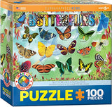 Bundle of 2 |EuroGraphics Garden Butterflies 100-Piece Puzzle + Smart Puzzle Glue Sheets