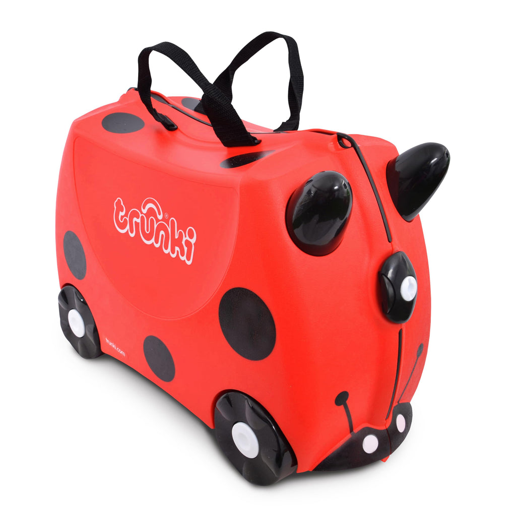 Trunki Ride-On Kids Suitcase | Tow-Along Toddler Luggage | Carry-On Cute Bag with Wheels | Kids Luggage and Airplane Travel Essentials: Harley Ladybug Red