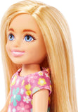 Barbie Chelsea Doll, Small Doll Wearing Purple Flowered Dress and Shoes with Blond Hair & Blue Eyes