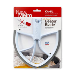 New Metro Design KA-6L Plastic Beater Blade works w/ most KitchenAid 6 Qt Bowl-Lift Stand Mixers, Grey