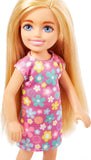 Barbie Chelsea Doll, Small Doll Wearing Purple Flowered Dress and Shoes with Blond Hair & Blue Eyes