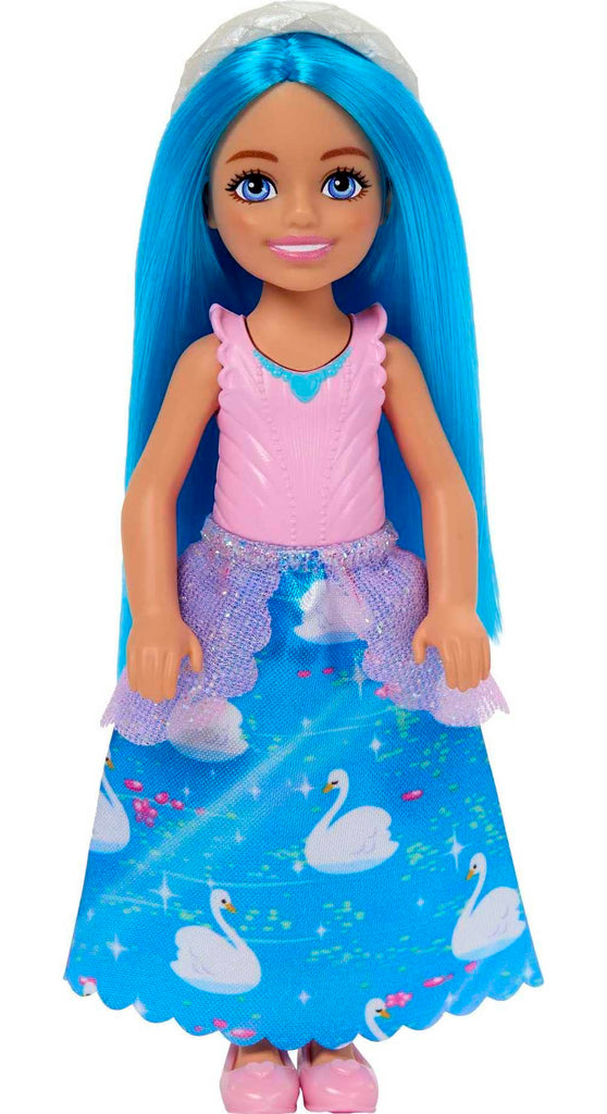 Barbie Royal Chelsea Doll with Blue Hair & White Headband Wearing Removable Skirt & Shoes