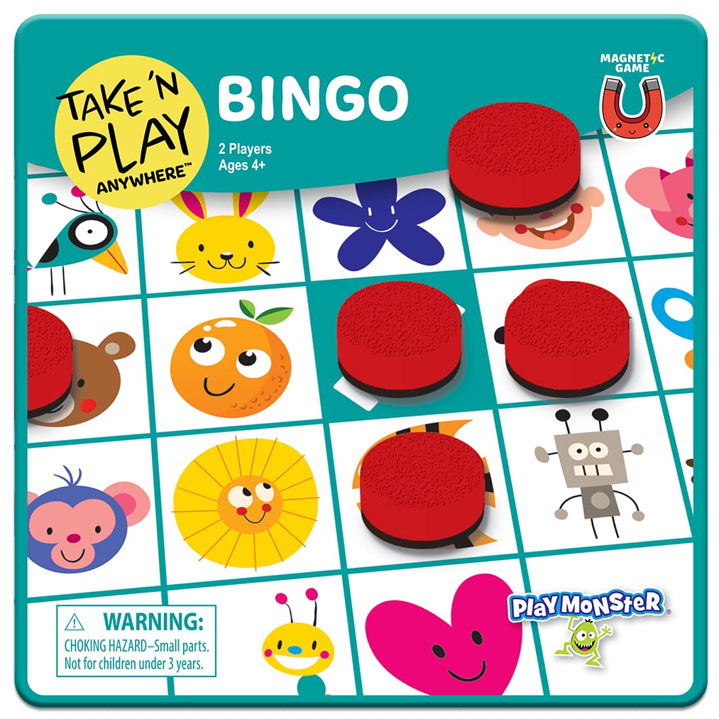 PlayMonster Take N Play Anywhere Bingo - Magnetic Pieces in Magnetic Travel Friendly Tin for Fun on the Go- For Ages 4+