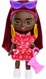 Barbie Doll, Barbie Extra Mini Minis Doll with Burgundy Hair and Sunglasses, Red Ruffle Dress, Clothes and Accessories