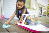 Barbie Dolphin Magic Ocean View Boat with "Glass Bottom," 3 Puppies, Floating Raft and Accessories