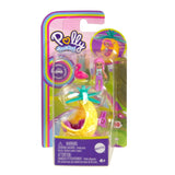Polly Pocket Collectible Micro Mini Metal Vehicle, Poseable Doll and Pet Set - Polly's Friend Doll with Pineapple Helicopter and Hot Pink Flamingo Sidekick Playset