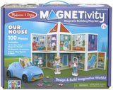 Melissa & Doug Magnetivity Magnetic Building Tiles Play Set - Our House with Vehicle (100 Pieces, STEM Toy)