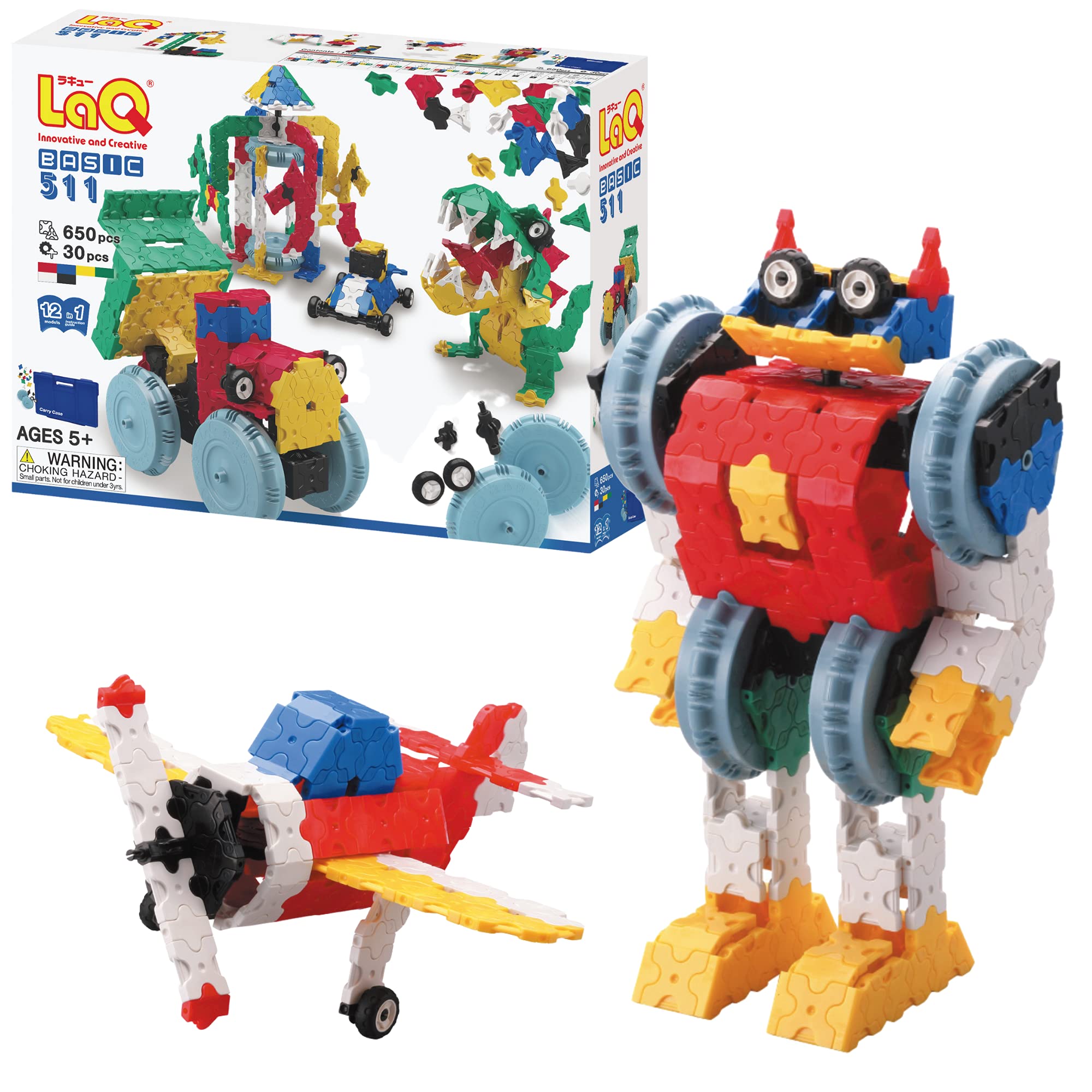 LaQ Basic 511 | 680 Pieces | 12 Models | Age 5+ | Creative, Educational Construction Toy Block | Made in Japan