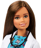 Barbie Pet Vet Brunette Doll with Career Pet-Print Dress, Medical Coat, Shoes and Kitty Patient for Ages 3 and Up , Multi