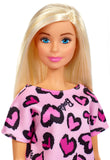 Barbie Doll, Blonde, Wearing Pink Heart-Print Dress and Platform Sneakers, for 3 to 7 Year Olds