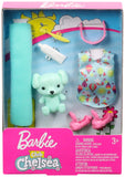Barbie Club Chelsea Accessory Pack, Bedtime-Themed Clothing and Accessories for Small Dolls, 7 Pieces for 3 to 7 Year Olds Include Teddy Bear