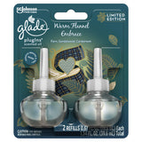 Glade Plugins Scented Oil Refills - Limited Edition - Warm Flannel Embrace - 2 Count Oils Per Package - Pack of 2 Packages