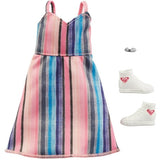 Barbie Doll Clothes Inspired By Roxy  Complete Look with 2 Accessories  Striped Dress  Bangle & Roxy Sneakers  Gift for Kids 3 to 8 Years Old