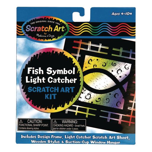 Fish Light Catcher Scratch Art Kit, Ages 4-104, Inc Wood Stylus & Suction Cup