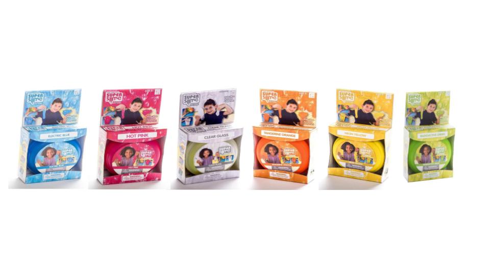 Bundle of 6 |Be Amazing Toys Super Slime - Clear Glass, Radioactive Green, Electric Blue, Tangerine Orange, Neon Yellow & Hot Pink