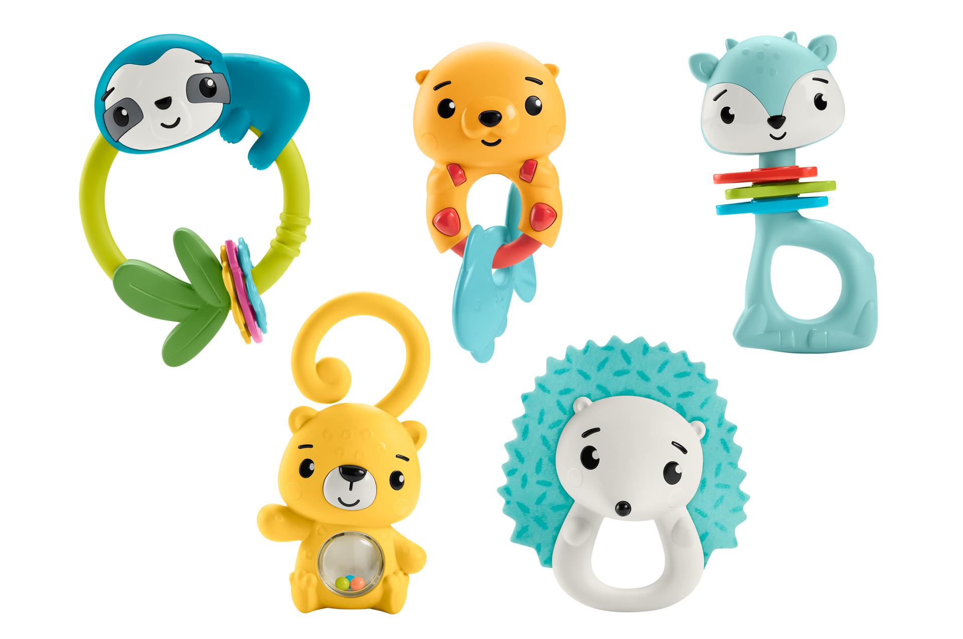 Fisher-Price Animal-Themed Baby  Rattle Toy Assortment FJW11