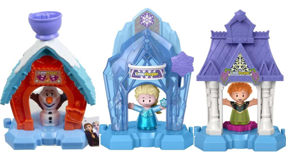 Bundle of 3 | Little People - Disney Frozen Character & Theme (Olaf's Cocoa Cafe, Elsa's Palace & Anna's Arendelle) Playsets