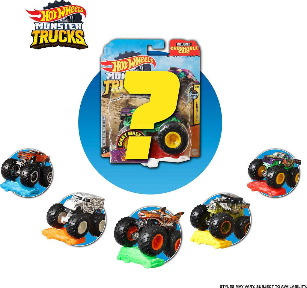 Hot Wheels Monsters Truck 1:64 Scale Die-Cast Vehicles Assortment FYJ44