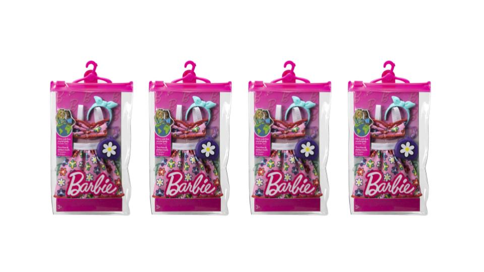 Lot of 4 |Barbie Fashion Pack - Flower Outfit & Two Accessories - Fit Most Barbie Dolls (BUNDLE)