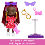 Barbie Doll, Barbie Extra Mini Minis Doll with Burgundy Hair and Sunglasses, Red Ruffle Dress, Clothes and Accessories