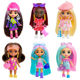 Barbie Doll, Barbie Extra Mini Minis Doll with Burgundy Hair and Sunglasses, Red Ruffle Dress, Clothes and Accessories