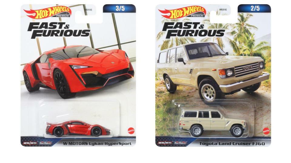 Bundle of 2 |Hot Wheels Fast and Furious 1:64 - (W Motors Lykan HyperSport & Toyota Land Cruiser FJ60)