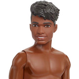 Barbie Ken Beach Doll with Black Hair Dressed in Blue Tropical Swim Trunks