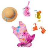 Barbie Clothes, Fashion Pack for 13.5-Inch Preschool Dolls, Swimsuit & Flamingo with Beach Accessories, Toys for Little Kids