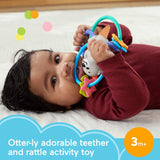 Fisher-Price Baby Toys Twist & Teethe Otter 2-In-1 Rattle and BPA-Free Teether with Textured Rings for Infant Fine Motor Play