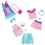 Bundle of 2 |Barbie Fashion Pack [Shirt with Sporty Sleeves, Fashionable Shorts, Flower Outfit & Two Accessories]