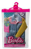 Bundle of 2 |Barbie Fashions Pack [Long Sleeve Denim Jacket & Ken Doll Clothes Set with Striped Tank Black Denim Pants & Accessory]