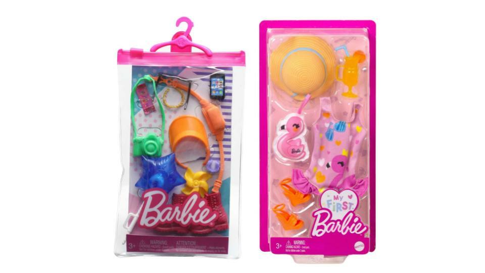 Bundle of 2 |Barbie Fashion Pack [Accessories for Doll Amusement Park & Swimsuit & Flamingo with Beach Accessories]