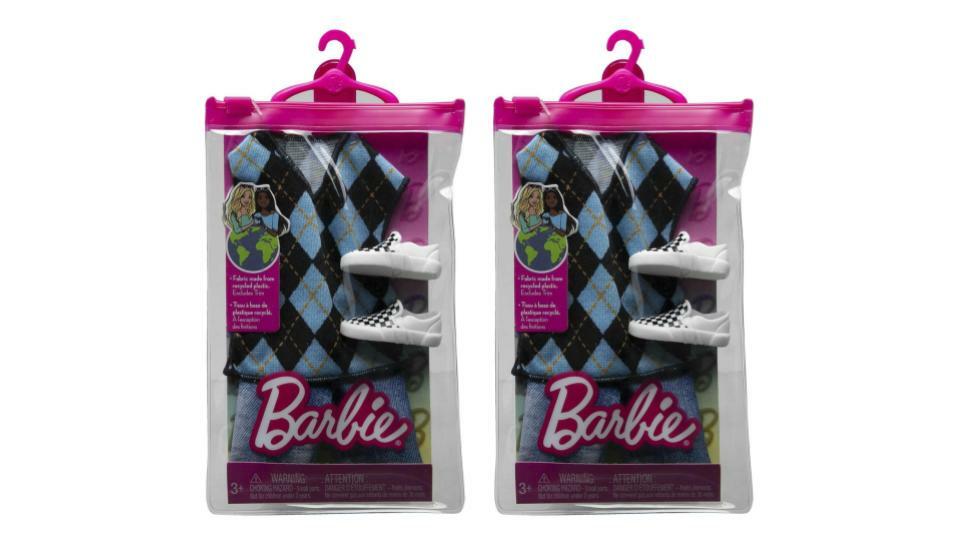 Lot of 2 |Barbie Fashion Pack Clothes Outfit for Ken Doll T-shirt, Shorts and Pair of Sneakers (BUNDLE)