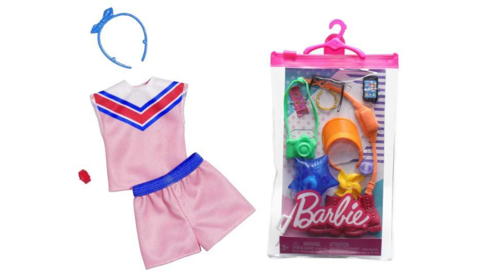 Bundle of 2 |Barbie Fashion Pack [Shirt with Sporty Sleeves and Fashionable Shorts & Accessories for Doll Amusement Park]