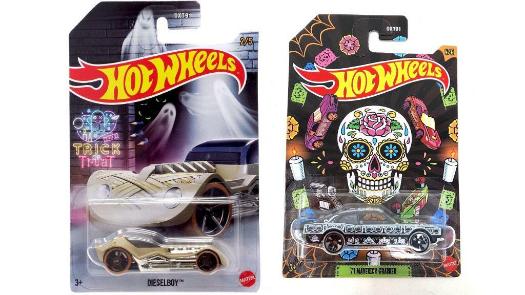 Bundle of 2 | Hot Wheels Halloween Theme 1:64 Die-Cast Cars | Dieselboy & '71 Maverick Grabber