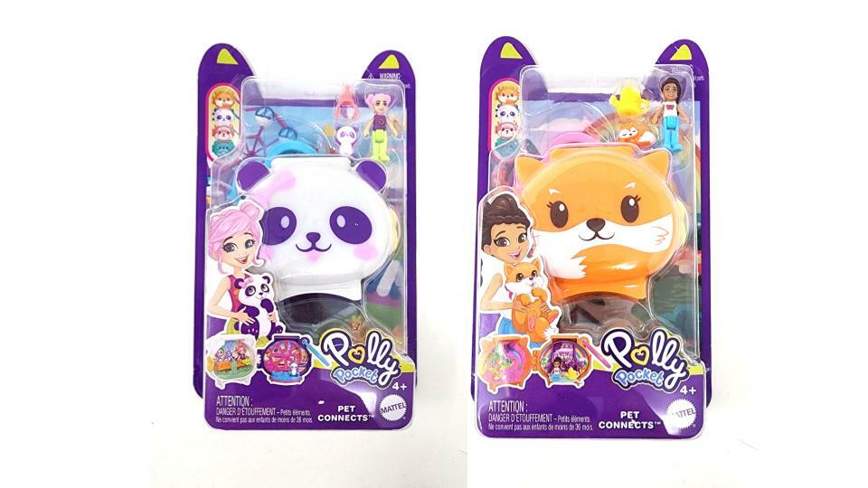 Bundle of 2 | Mattel Polly Pocket Pet Connect Collectible Locket | Orange & White Locket