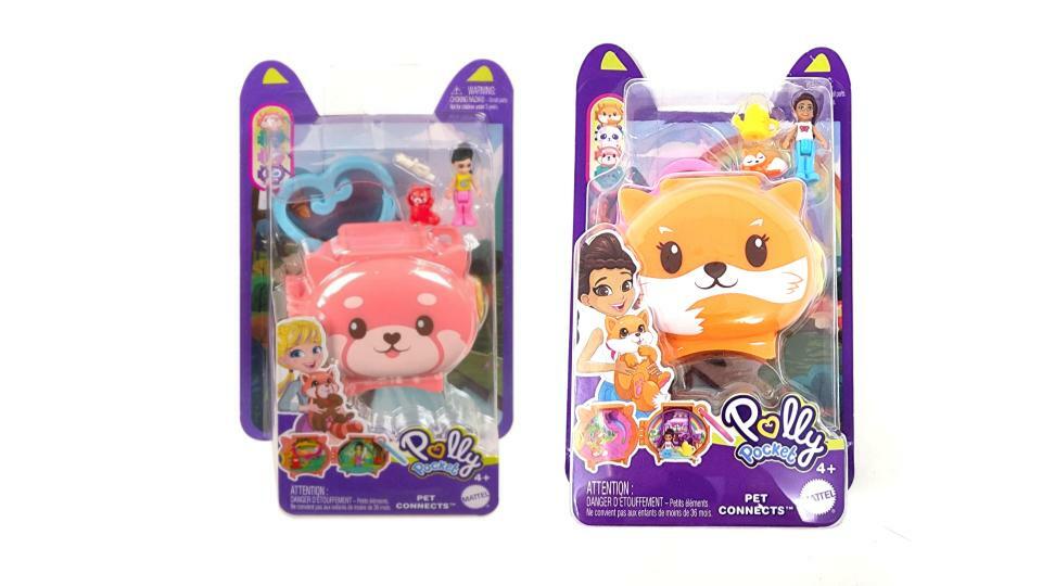 Bundle of 2 | Mattel Polly Pocket Pet Connect Collectible Locket | Red Panda & White Locket