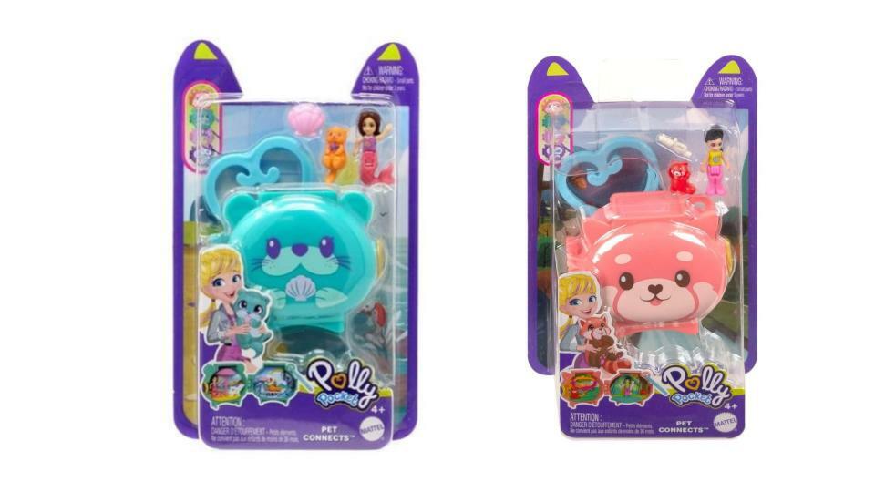 Bundle of 2 | Mattel Polly Pocket Pet Connect Collectible Locket | Otter & Red Panda