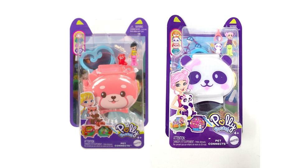 Bundle of 2 | Mattel Polly Pocket Pet Connect Collectible Locket | Red Panda & Orange Locket