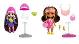 Bundle of 2 | Barbie Extra Mini Minis Doll - Brunette Doll w/ Alien Sweater Dress & Brunette Doll with Visor and Lightning Bolt Dress + Accessories