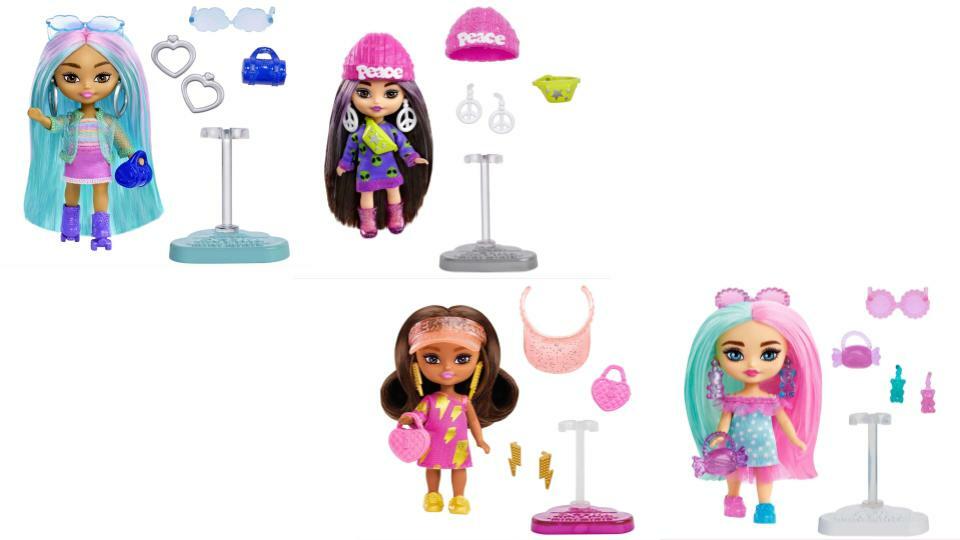 Bundle of 4 | Barbie Extra Mini Minis Doll - Super Collection #1