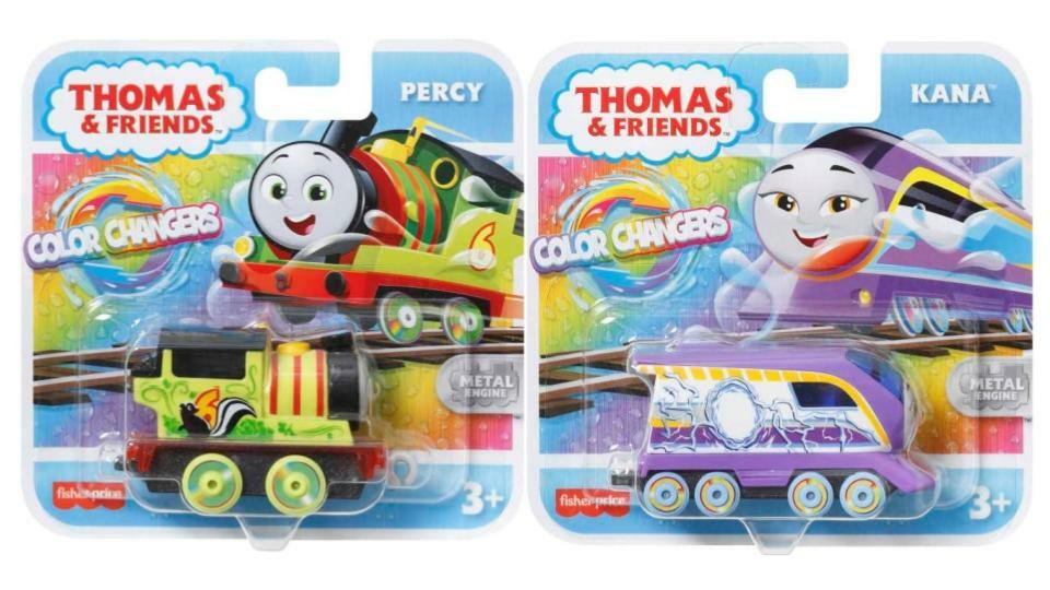 Bundle of 2 | Thomas & Friends Color Changers Metallic Push Along Diecast Engine Toy Train - Percy & Kana