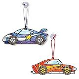 Melissa & Doug Stained Glass Made Easy Race Car Ornaments Craft Kit (Makes 2 Ornaments)