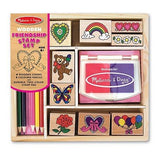 Melissa & Doug Wooden Stamp Set: Friendship - 9 Stamps, 5 Colored Pencils, and 2-Color Stamp Pad