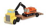 Melissa & Doug Trailer and Excavator Wooden Vehicle Set (3pc)
