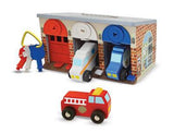 Melissa & Doug Lock and Roll Rescue Garage - 3 Wooden Vehicles, Garage With Locking Door and Keys