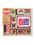 Melissa & Doug Wooden Stamp Set: Friendship - 9 Stamps, 5 Colored Pencils, and 2-Color Stamp Pad