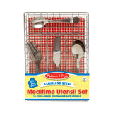 Melissa & Doug Stainless Steel Mealtime Utensil Set - Dishwasher-Safe Play Kitchen Accessories