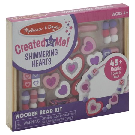 Melissa & Doug Shimmering Hearts Wooden Bead Set