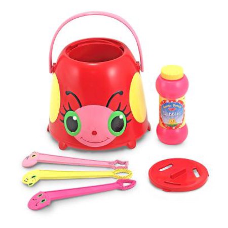 Melissa & Doug Mollie Ladybug Bubble-Blowing Bucket Set With 3 Bubble Wands